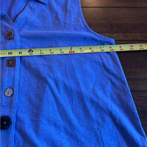 Soft Surroundings Periwinkle Danielle Button Sleeveless Tunic Top Large 2CA06 - Picture 10 of 11